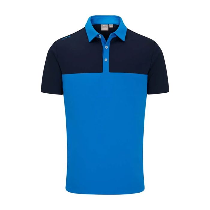 PING Men's Bodi Colour Block Golf Polo T-Shirt - Blue 24/Navy (US Sizes)