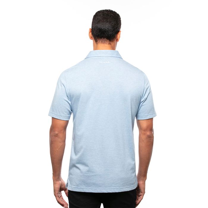 TRAVIS MATHEW Men's The Zinna Golf Polo T-Shirt - Heather Light Blue