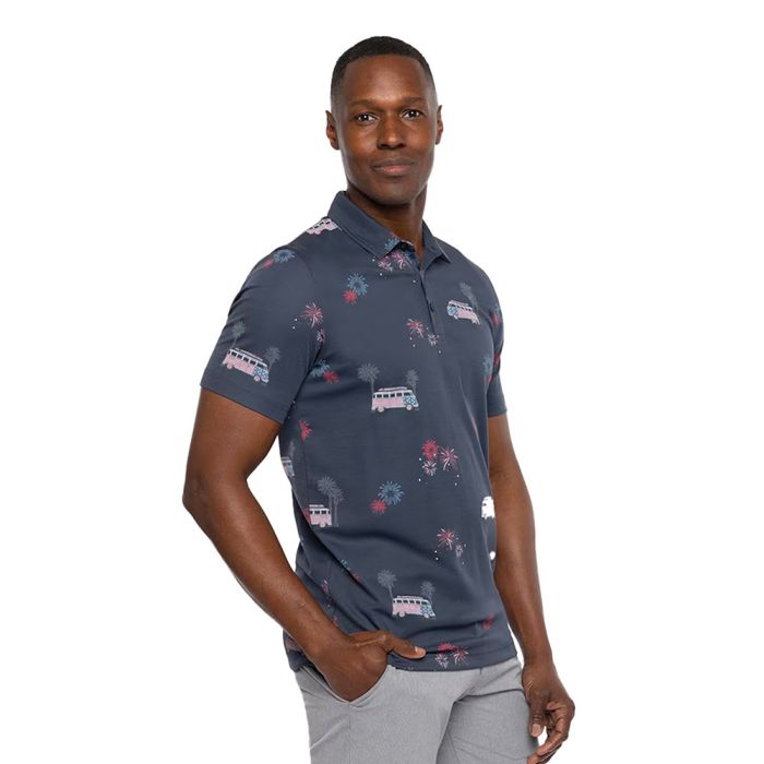 TRAVIS MATHEW Men's Firework Display Golf Polo T-Shirt - Blue Night