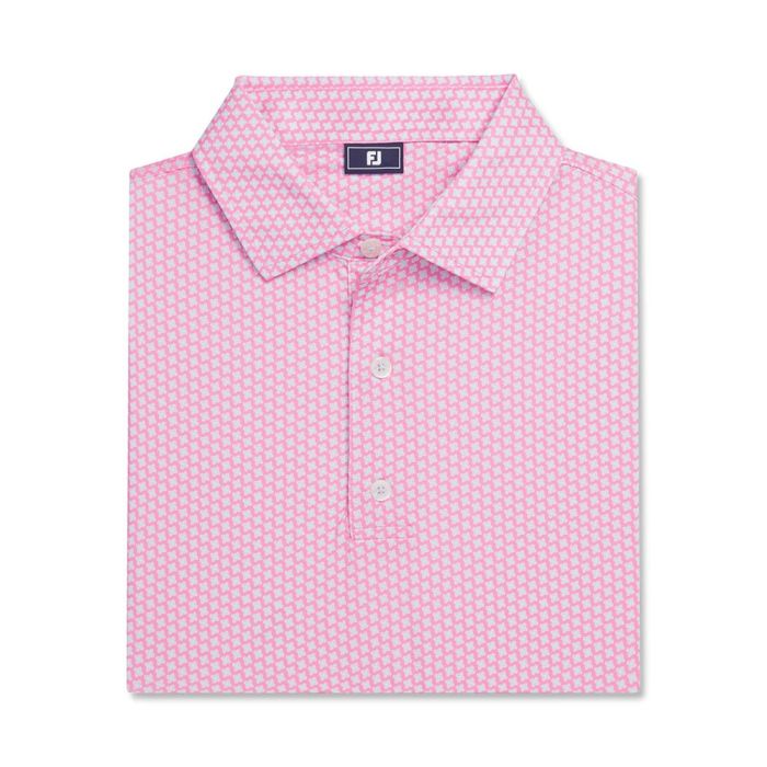 FootJoy Men's Houndstooth Geo Lisle Polo - Pink Lemonad