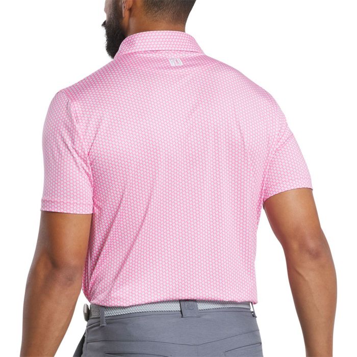 FootJoy Men's Houndstooth Geo Lisle Polo - Pink Lemonad