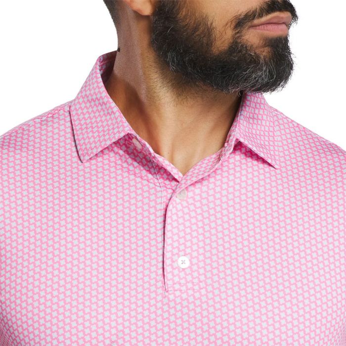 FootJoy Men's Houndstooth Geo Lisle Polo - Pink Lemonad