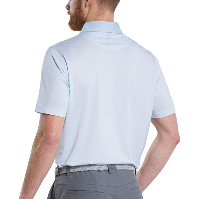 FootJoy Men's Checker Print Lisle Golf Polo - Skyway