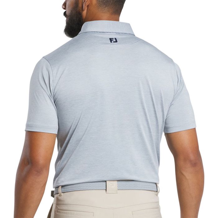 FootJoy Men's Heather Lisle Lattice Print Trim Golf Polo - Grey