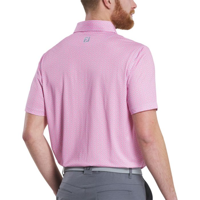 FootJoy Men's Citrus Print Lisle Polo - Pink Lemonade/Skyway