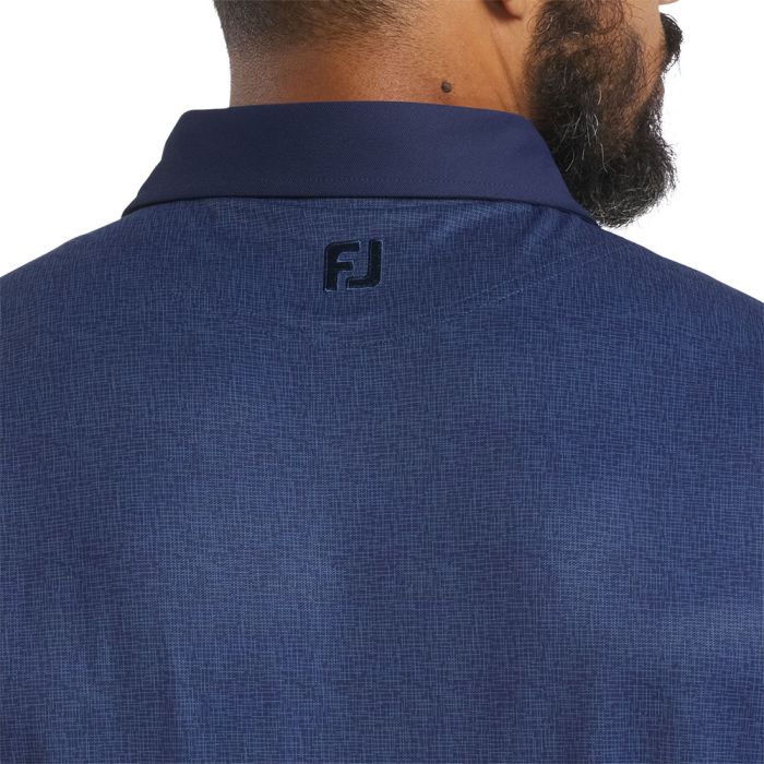 FootJoy Men's Tonal Texture Print Pique Polo - Navy