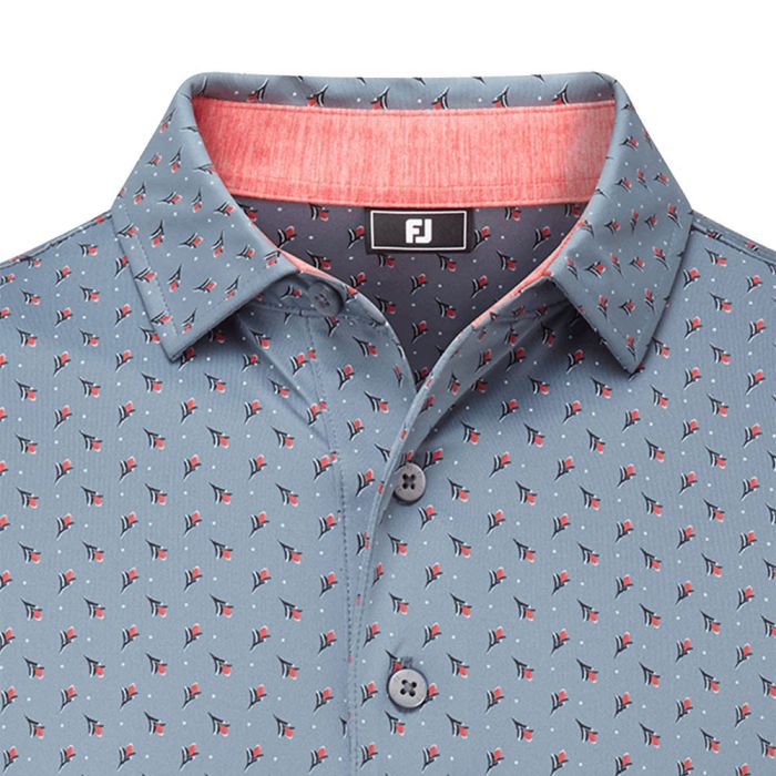 FootJoy Men's Flower Bud Foulard Golf Polo - Flint