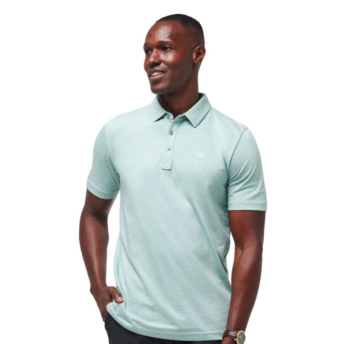 TRAVIS MATHEW Men's The Zinna Golf Polo T-Shirt - Heather Beryl Green
