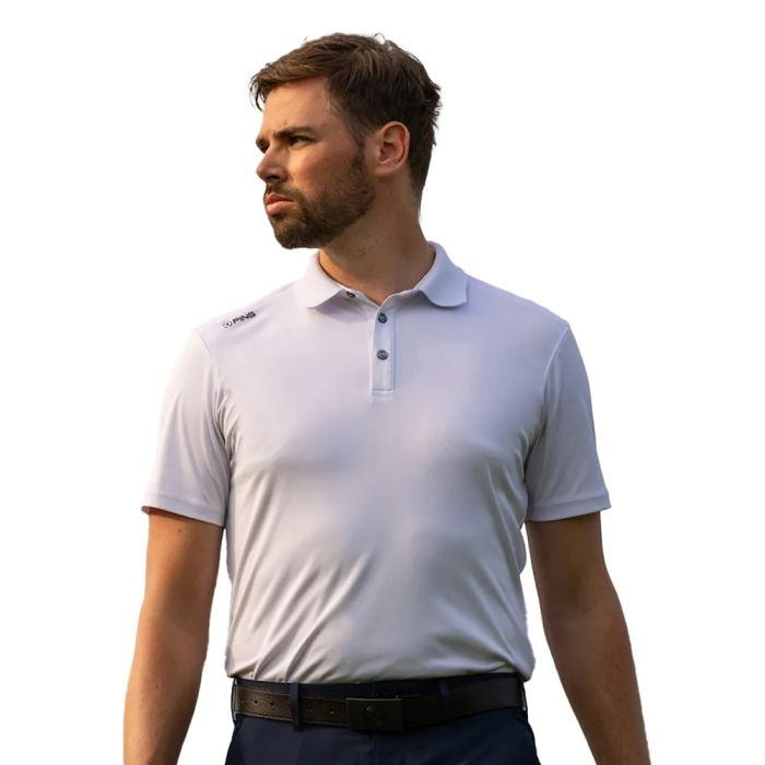PING Men's Lindum Golf Polo T-Shirt - White (US Sizes)