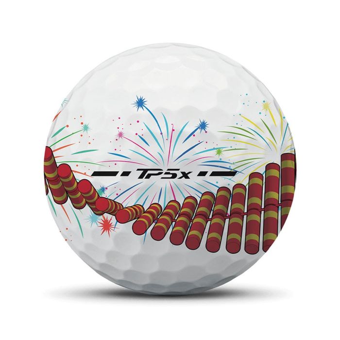 Taylormade TP5x Stripe Firecracker Golf Balls - White