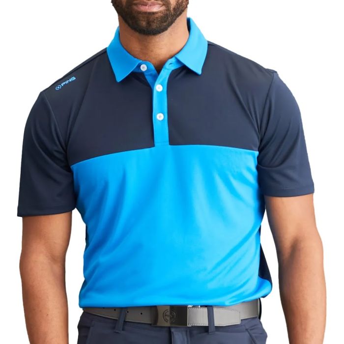 PING Men's Bodi Colour Block Golf Polo T-Shirt - Blue 24/Navy (US Sizes)