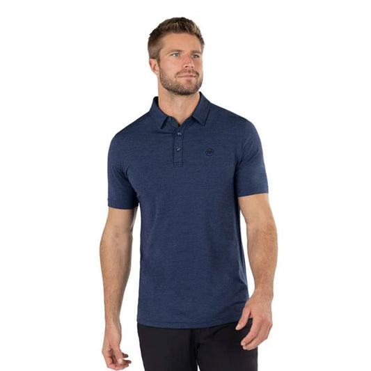TRAVIS MATHEW Men’s Heating Up Golf Polo T-Shirt - Heather Navy