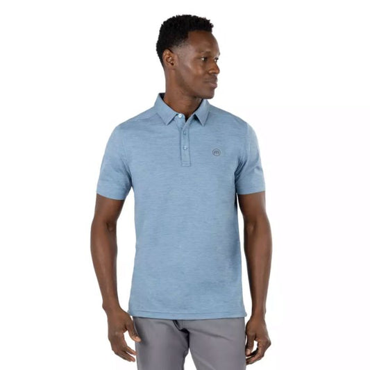 TRAVIS MATHEW Men’s Heating Up Golf Polo T-Shirt - Heather Copen Blue