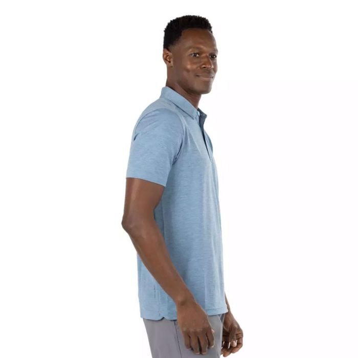 TRAVIS MATHEW Men’s Heating Up Golf Polo T-Shirt - Heather Copen Blue
