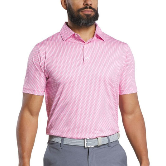 FootJoy Men's Houndstooth Geo Lisle Polo - Pink Lemonad