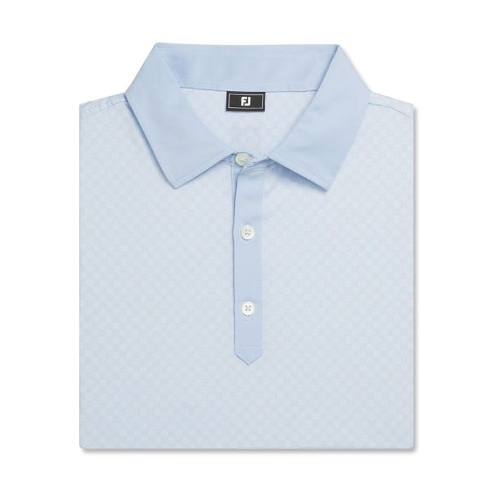 FootJoy Men's Checker Print Lisle Golf Polo - Skyway