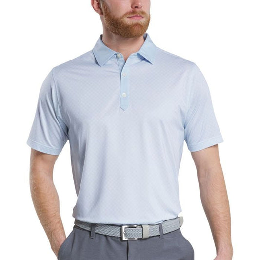 FootJoy Men's Checker Print Lisle Golf Polo - Skyway