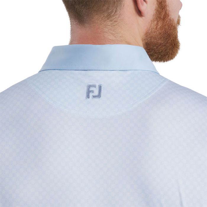 FootJoy Men's Checker Print Lisle Golf Polo - Skyway