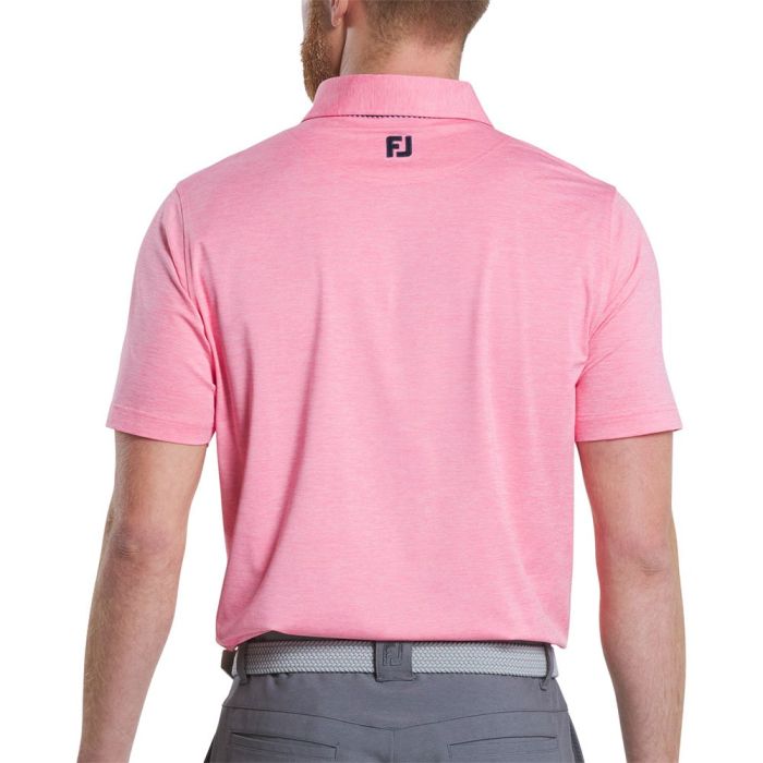 FootJoy Men's Heather Lisle Lattice Print Trim Golf Polo - Pink Lemonade