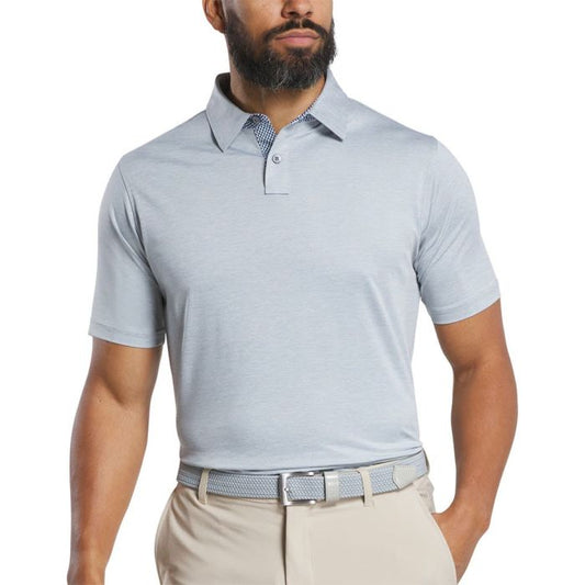 FootJoy Men's Heather Lisle Lattice Print Trim Golf Polo - Grey