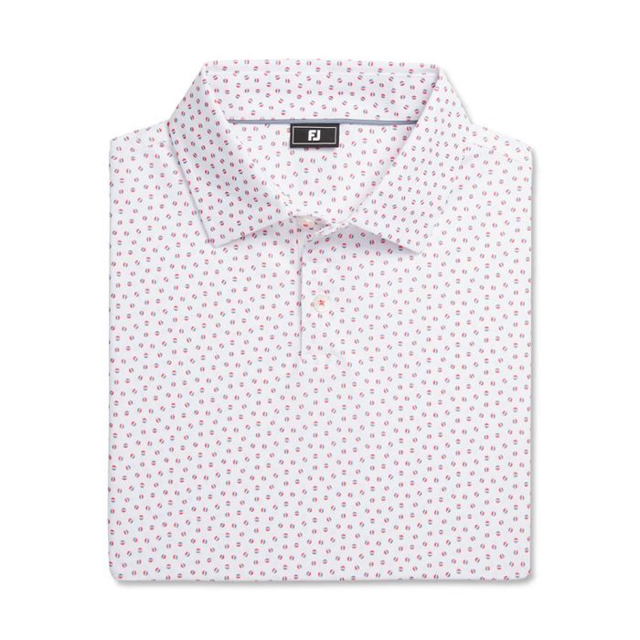 FootJoy Men's Bounce Print Lisle Polo - White/Hibiscus/Flint
