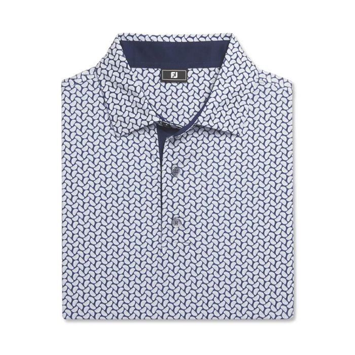 FootJoy Men's Citrus Print Lisle Polo - White/Navy