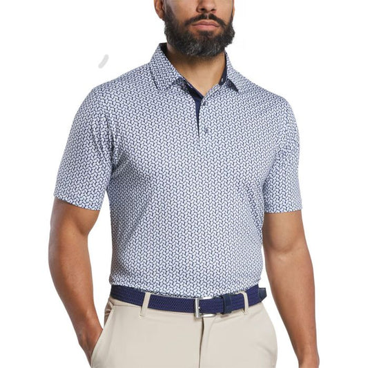FootJoy Men's Citrus Print Lisle Polo - White/Navy