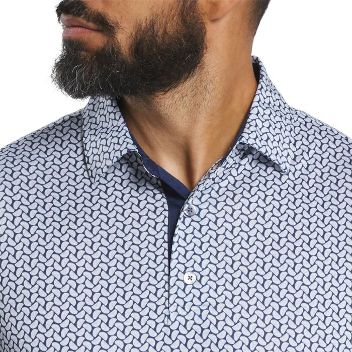 FootJoy Men's Citrus Print Lisle Polo - White/Navy