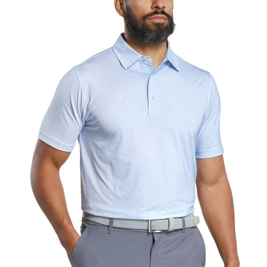FootJoy Men's Figure Print Lisle Golf Polo - Skyway/White