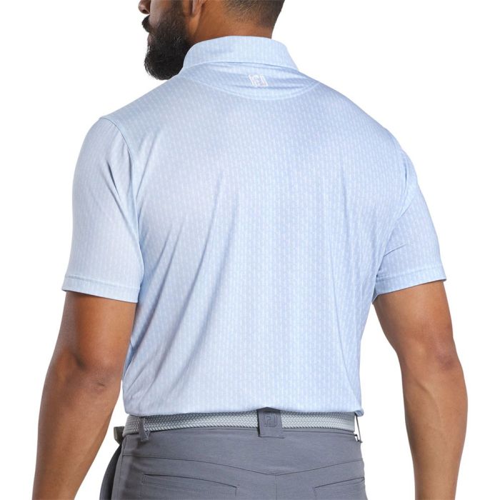 FootJoy Men's Figure Print Lisle Golf Polo - Skyway/White