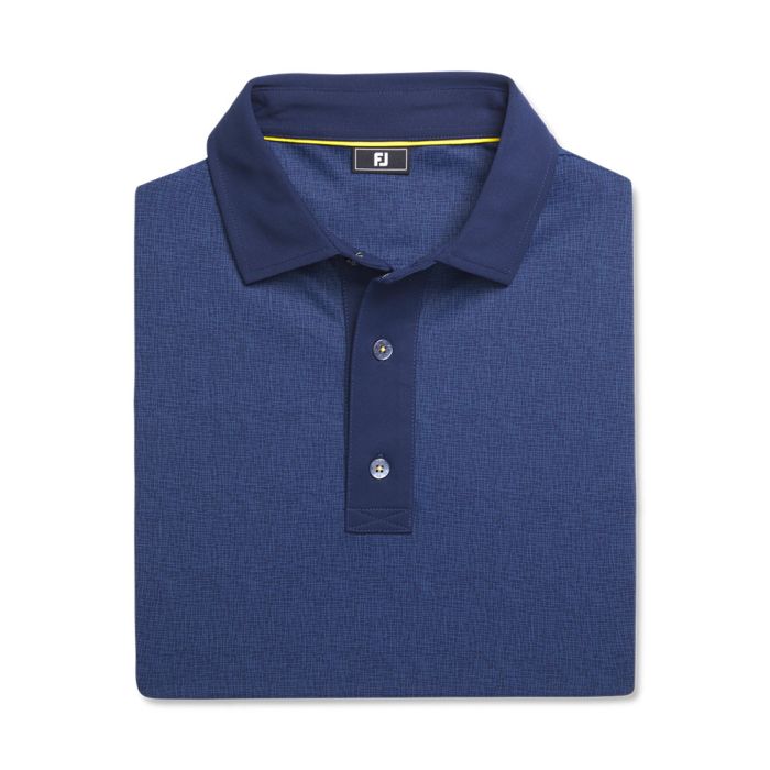 FootJoy Men's Tonal Texture Print Pique Polo - Navy