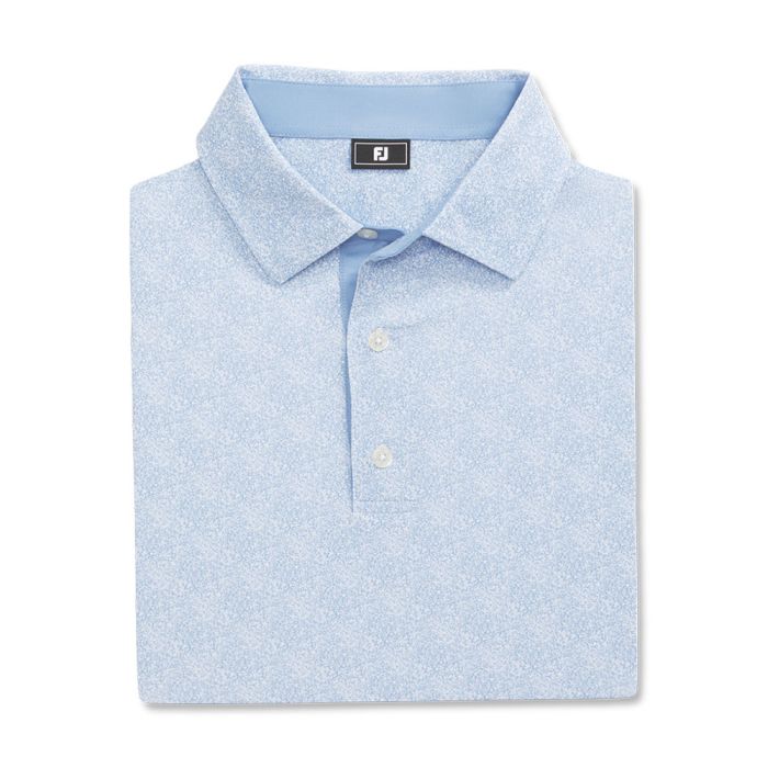 FootJoy Men's Speckle Print Lisle Polo - Blue Jay/White