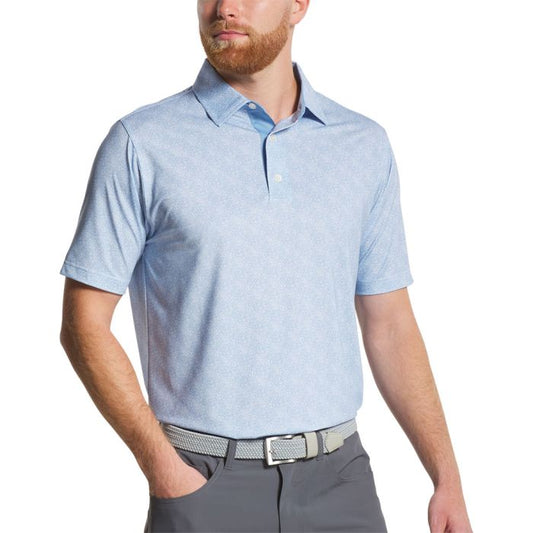 FootJoy Men's Speckle Print Lisle Polo - Blue Jay/White