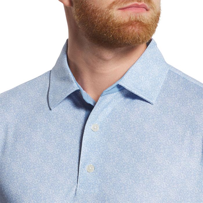 FootJoy Men's Speckle Print Lisle Polo - Blue Jay/White