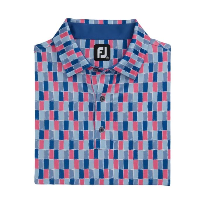FootJoy Men's Painted Tile Lisle polo - Sapphire Rose Mist