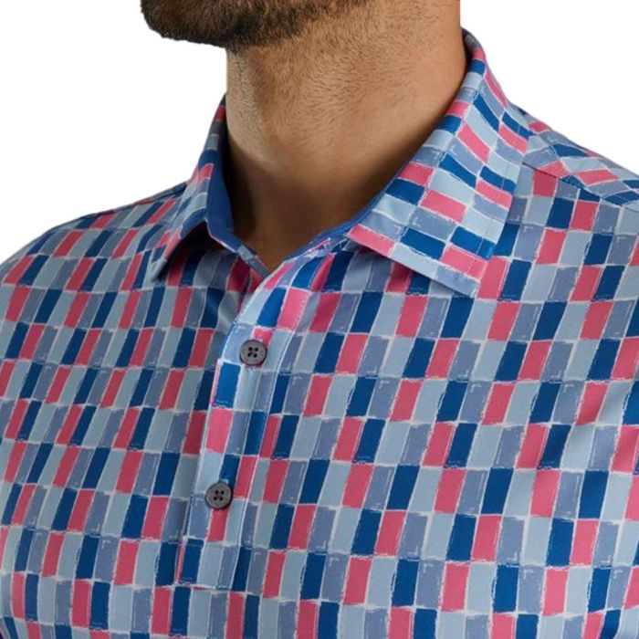 FootJoy Men's Painted Tile Lisle polo - Sapphire Rose Mist