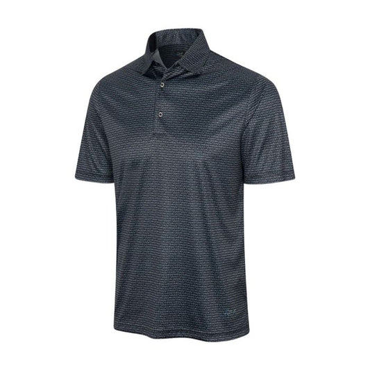 GREG NORMAN Men's Microlux Fin Stripe Golf Polo T-Shirt - Black