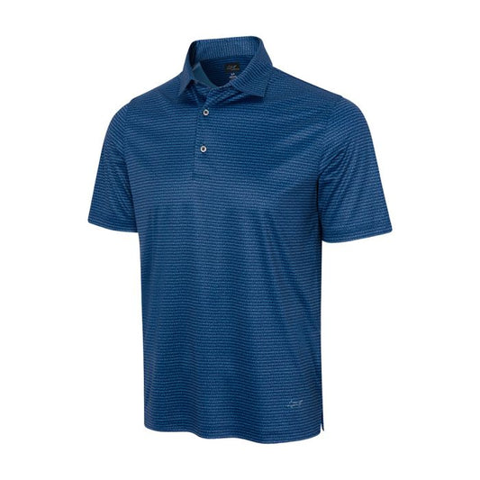 GREG NORMAN Men's Microlux Fin Stripe Golf Polo T-Shirt - Navy