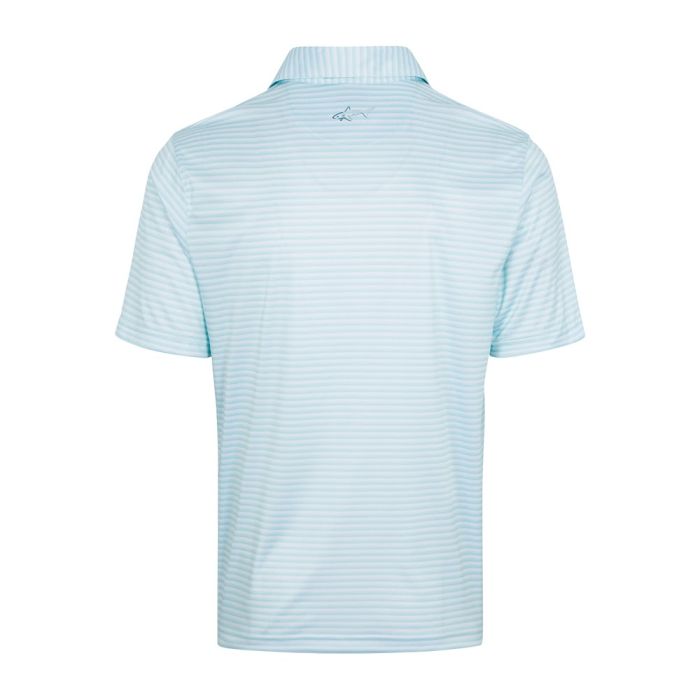 GREG NORMAN Men's ML75 Recycled Microlux Three-Tone Stripe Golf Polo T-Shirt - Ocean