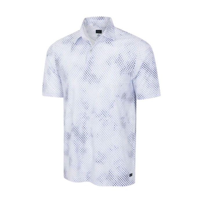 Greg Norman Men's Digital Fin Ultra-Stretch Polo - White/Trpc Navy