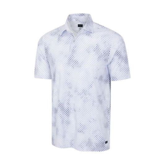 Greg Norman Men's Digital Fin Ultra-Stretch Polo - White/Trpc Navy