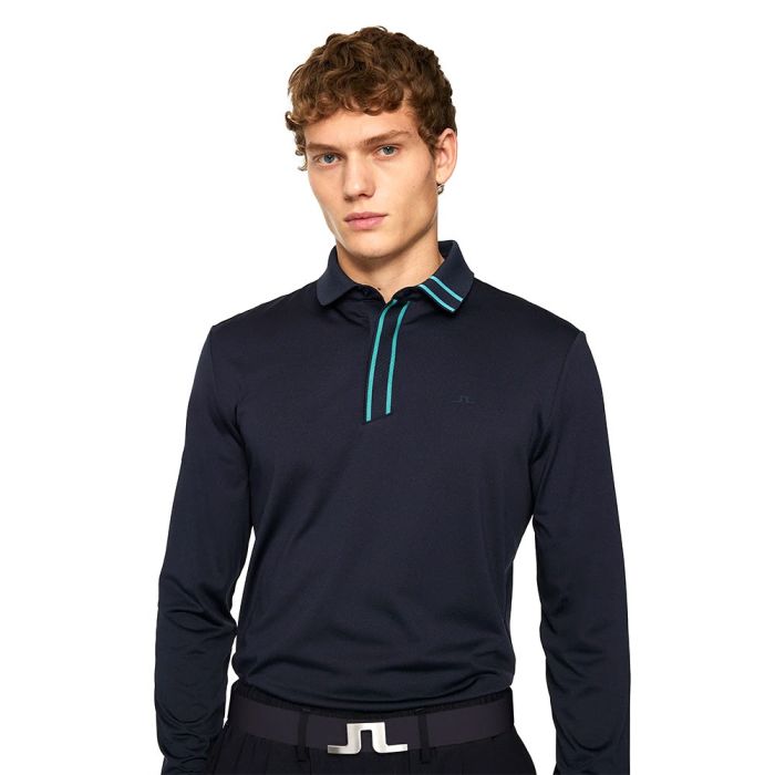 J Lindeberg Men's JL X Glenmuir Viktor Long Sleeve Golf Polo T-shirt - JL Navy (US Sizes)