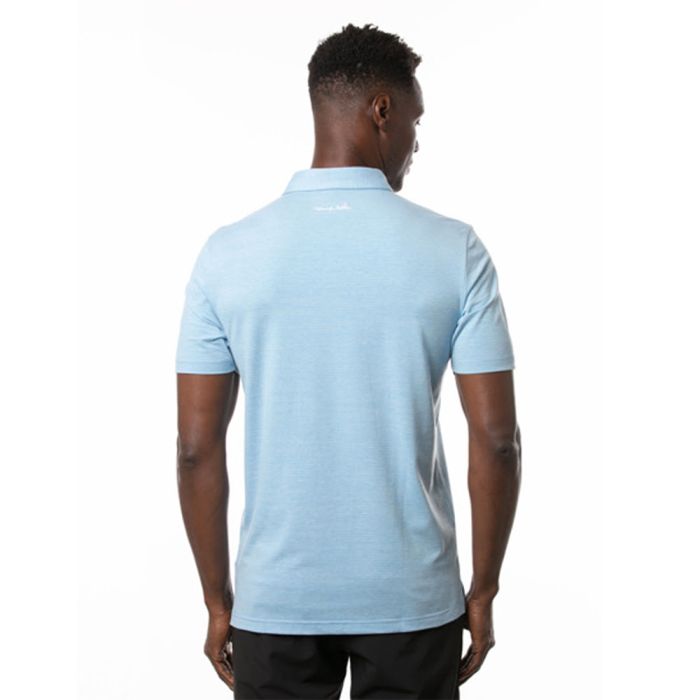 TRAVIS MATHEW Men's The Heater Polo T-Shirt - Heather Heritage Blue