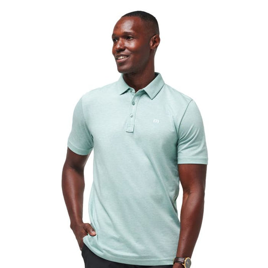 TRAVIS MATHEW Men's The Zinna Golf Polo T-Shirt - Heather Beryl Green