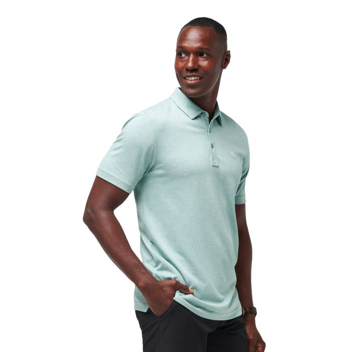 TRAVIS MATHEW Men's The Zinna Golf Polo T-Shirt - Heather Beryl Green