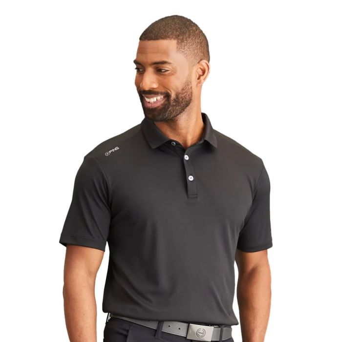 PING Men's Lindum Golf Polo T-Shirt - Black (US Sizes)