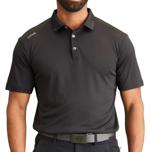 PING Men's Lindum Golf Polo T-Shirt - Black (US Sizes)