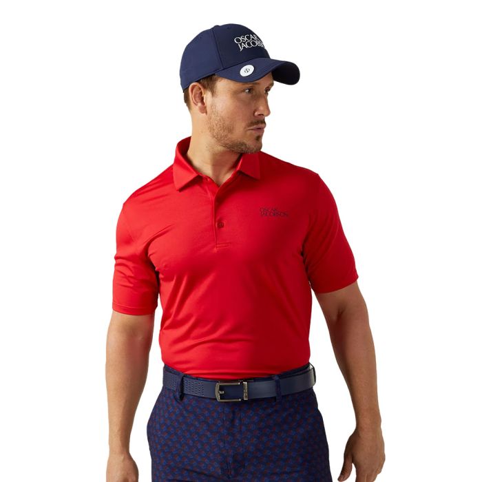 OSCAR JACOBSON Men’s Bullock Tour Golf Polo T-shirt - Ruby