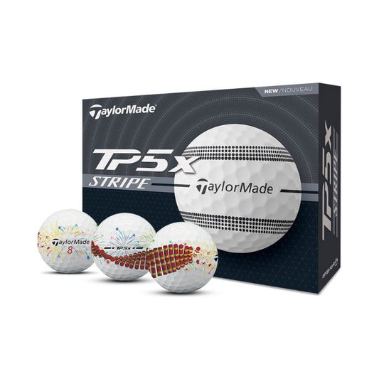 Taylormade TP5x Stripe Firecracker Golf Balls - White