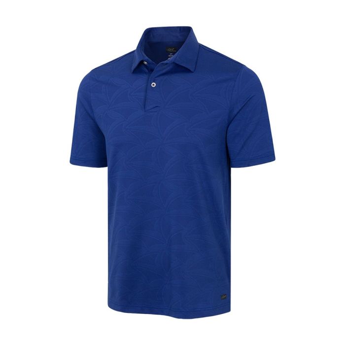 Greg Norman Men's Shark Wave Jacquard Polo - Tropic Navy